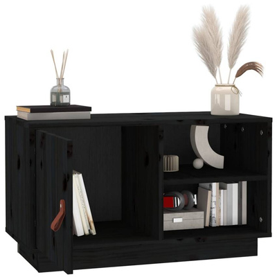 vidaXL Szafka pod TV, czarna, 70x34x40 cm, lite drewno sosnowe