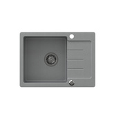 Zlewozmywak granitowy JOHNNY 116 – jednokomorowy, wpuszczany, silver stone/elementy stalowe, Quadron