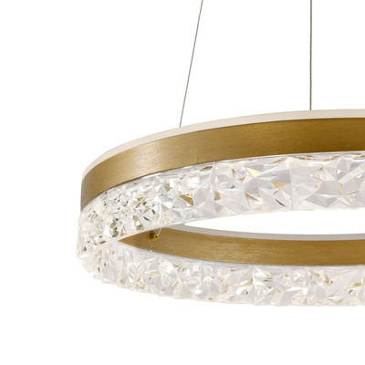 Lampa wisząca FROZI w stylu glamour – złoty klosz z kryształkami – eleganckie i nowoczesne oświetlenie salonu LED