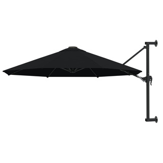 Parasol ścienny na metalowym słupku, 300 cm, czarny