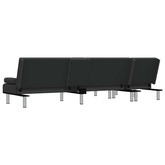 vidaXL Sofa rozkładana L, czarna, 255x140x70 cm, sztuczna skóra