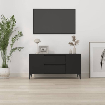 Szafka pod TV, czarna, 102x44,5x50 cm, materiał drewnopochodny vidaXL