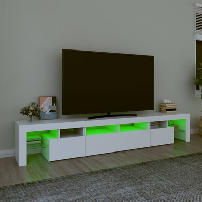 vidaXL Szafka pod TV z oświetleniem LED, biała, 230x36,5x40 cm