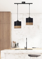 Lampa wisząca z abażurem Porto czarna podwójna do jadalni nad stół
