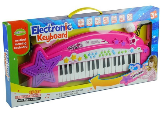 Keyboard Organki 37 Klawiszy MP3  Mikrofon Różowe