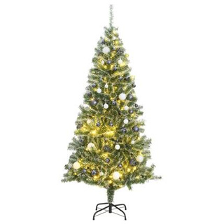 Sztuczna choinka z 300 LED, bombkami i śniegiem, 240 cm vidaXL