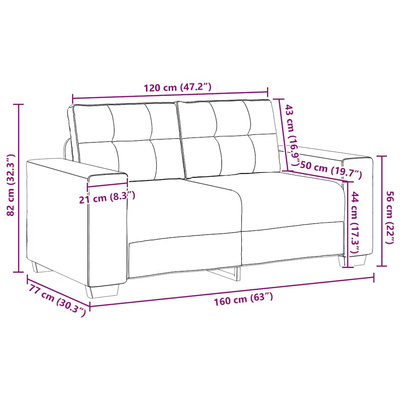 Sofa dwuosobowa obity lnem, 160x77x82 cm