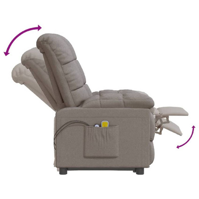 vidaXL Elektryczny fotel masujący, taupe, tkanina