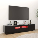 Szafka pod TV z oświetleniem LED, czarna, 180x35x40 cm vidaXL