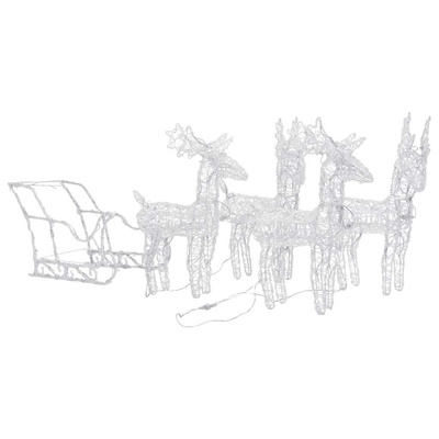 vidaXL Świąteczna dekoracja: renifery z saniami, 280x28x55 cm, akryl model standard