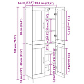 Highboard Stare drewno 69,5 x 34 x 180 cm Drewno inżynieryjne