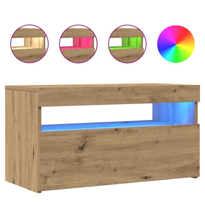 Szafka pod TV z oświetleniem LED, dąb artisan, 75x35x40 cm