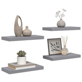 vidaXL Półki ścienne, 4 szt., szare, 50x23x3,8 cm, MDF