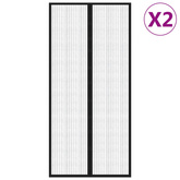 Moskitiera na drzwi z magnesami, 2 szt., czarna, 220x110 cm