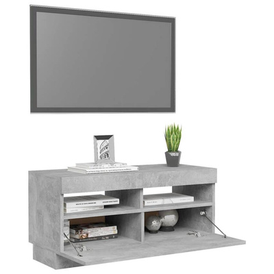 vidaXL Szafka pod TV z oświetleniem LED, szarość betonu, 80x35x40 cm