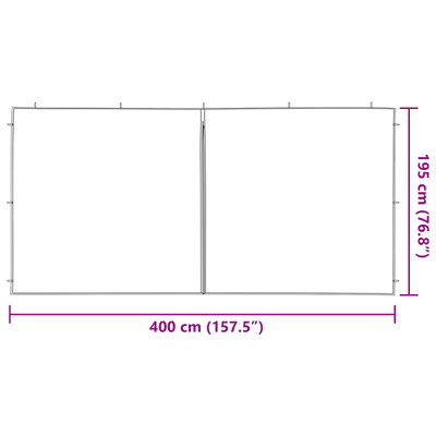 Ściana boczna namiotu na imprezy 2 pcs Biały 400 x 195 cm