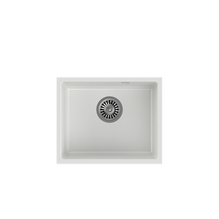 Quadron | ALEC 40 | kuchenny zlewozmywak granitowy BIAŁY | wymiary: 46 x 37,5 x 20,5 cm | 1-komorowy podwieszany | podbudowa szafki: od 50 cm