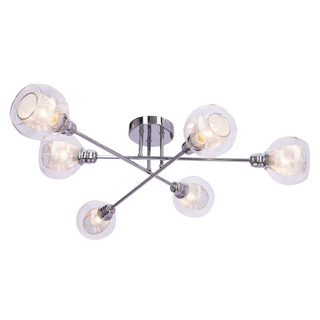 Lampa sufitowa chromowa szklany klosz z koszyczkiem 6x40W Dixi Candellux 36-61362