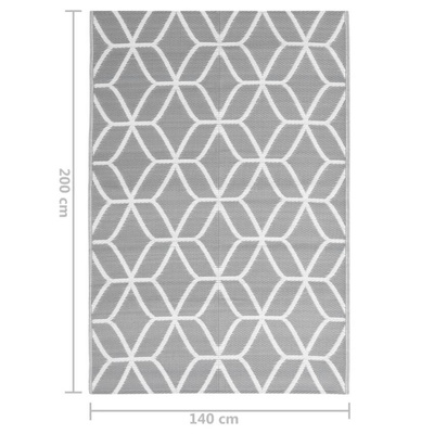 vidaXL Dywan zewnętrzny, szary, 140 x 200 cm, PP