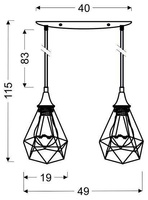 Lampa sufitowa wisząca czarna druciana 2x60W Graf Candellux 32-62895