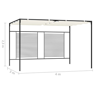 Altana ogrodowa ze zwijanym dachem, 3x4x2,3m, kremowa, 180 g/m?