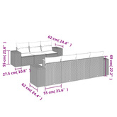 8-cz. zestaw mebli ogrodowych z poduszkami, szary, polirattan