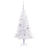 Sztuczna choinka z 150 diodami LED Biały 120 cm PVC i Stal