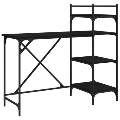 vidaXL Biurko komputerowe z półkami, czarne, 120x47x109 cm