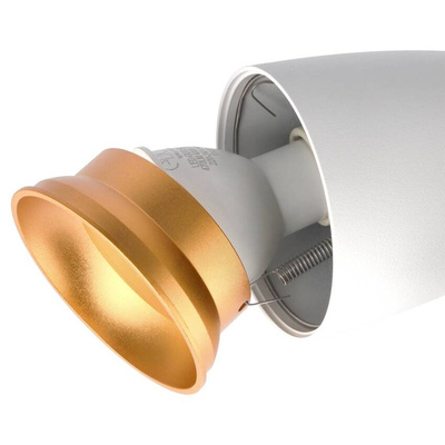 Pojedyncza punktowa oprawa sufitowa typu spot OVO 1 White Gold, listwa, IP20, GU10, biała, pierścień złoty EDO777236 EDO Solutions