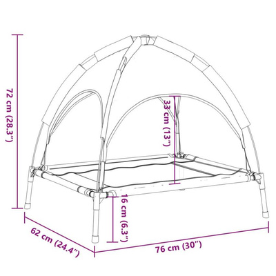 vidaXL Legowisko dla psa, z baldachimem, antracytowe, tkanina i stal