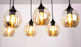 Lampa wisząca szklana czarno/brązowa 6xE27 Aspa 36-00620