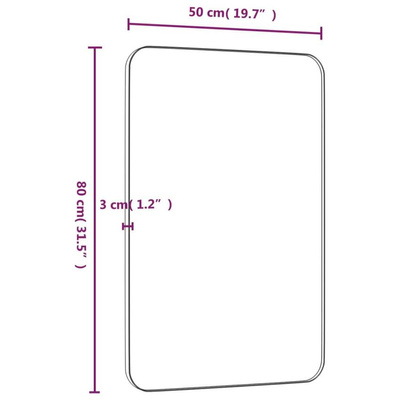 vidaXL Lustro ścienne, czarne, 50x80 cm, prostokątne