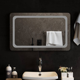 vidaXL Lustro łazienkowe z LED, 80x50 cm