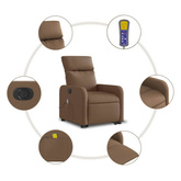 vidaXL Podnoszony fotel masujący, elektryczny, rozkładany, brązowy