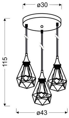 Lampa sufitowa wisząca czarna druciana talerz 3x60W Graf Candellux 33-62918