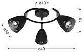 Lampa spirala sufitowa COTY 3x40W E14 czarna