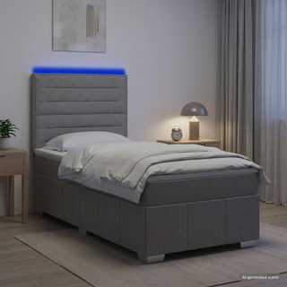 Łóżko z box spring LED z materacem jasnoszary 80 x 200 cm