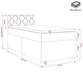 Łóżko kontynentalne z materacem Czarny 80 x 200 cm tkanina