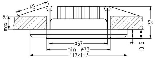 Oprawa stropowa chrom/niebieska kwadrat LED SSP-22 2263892