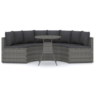 5-częściowa sofa do ogrodu, z poduszkami, polirattan, szara
