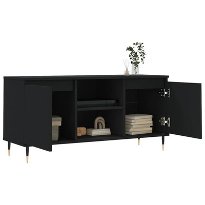 vidaXL Szafka pod TV, czarna, 104x35x50 cm, materiał drewnopochodny