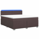 Łóżko Box Spring z materacem i LED Ciemny brąz 160 x 200 cm