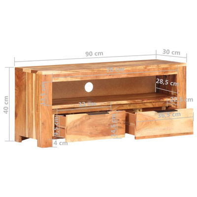 vidaXL Szafka pod TV, 90x30x40 cm, lite drewno akacjowe