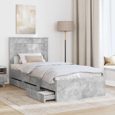 Ramka łóżka Betonowy szary 90 x 200 cm Drewno inżynieryjne