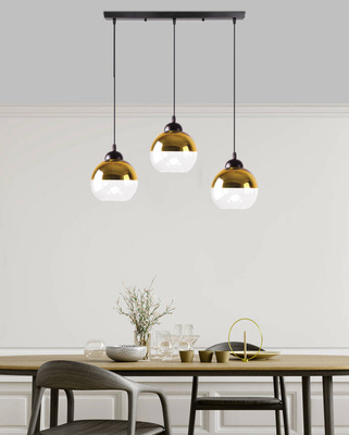 Contessa Lampa Wisząca Czarny 3X40 E27 Klosz Złoty