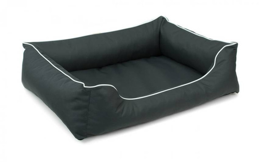Legowisko dla psa Sofa Valencia Standard w kolorze ciemnoszarym z białym wykończeniem Rozmiar: L - 100 x 75 cm