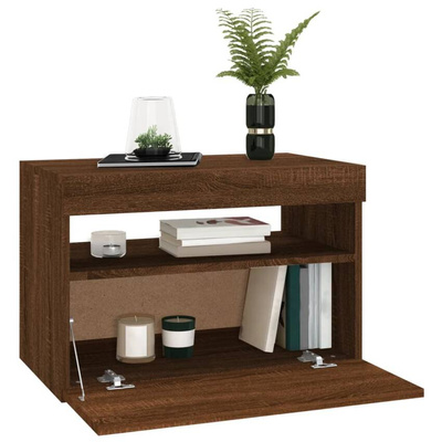 vidaXL Szafka pod TV z oświetleniem LED, brązowy dąb, 60x35x40 cm