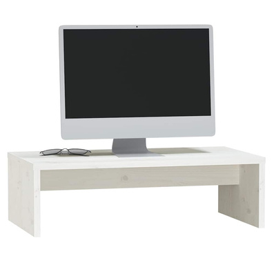 Podstawka na monitor, biała, 50x27x15 cm, lite drewno sosnowe