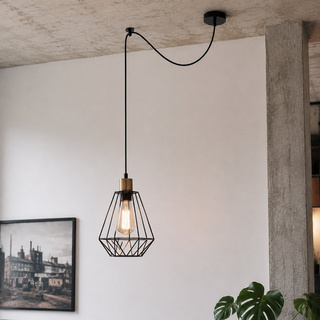 Lampa wisząca czarna/patyna druciany klosz Primo P 31-00279