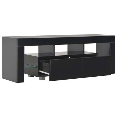 vidaXL Szafka pod TV ze światłem LED, błyszcząca, czarna, 130x35x45cm